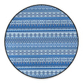 Blue Native American Aztec Pattern Print Round Floor Mat