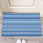 Blue Native American Aztec Pattern Print Rubber Doormat