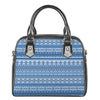 Blue Native American Aztec Pattern Print Shoulder Handbag