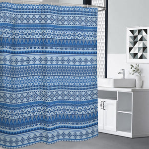 Blue Native American Aztec Pattern Print Shower Curtain