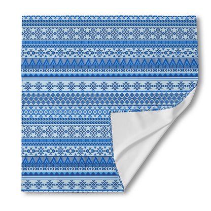 Blue Native American Aztec Pattern Print Silk Bandana