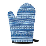 Blue Native American Aztec Pattern Print Single Oven Mitt