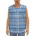 Blue Native American Aztec Pattern Print Sleeveless Baseball Jersey