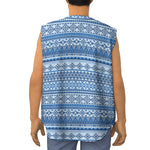 Blue Native American Aztec Pattern Print Sleeveless Baseball Jersey