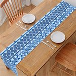 Blue Native American Aztec Pattern Print Table Runner