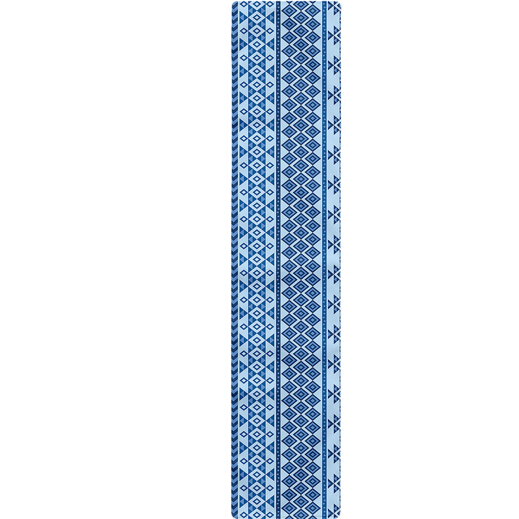 Blue Native American Aztec Pattern Print Table Runner