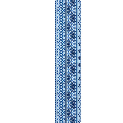 Blue Native American Aztec Pattern Print Table Runner