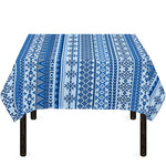 Blue Native American Aztec Pattern Print Tablecloth