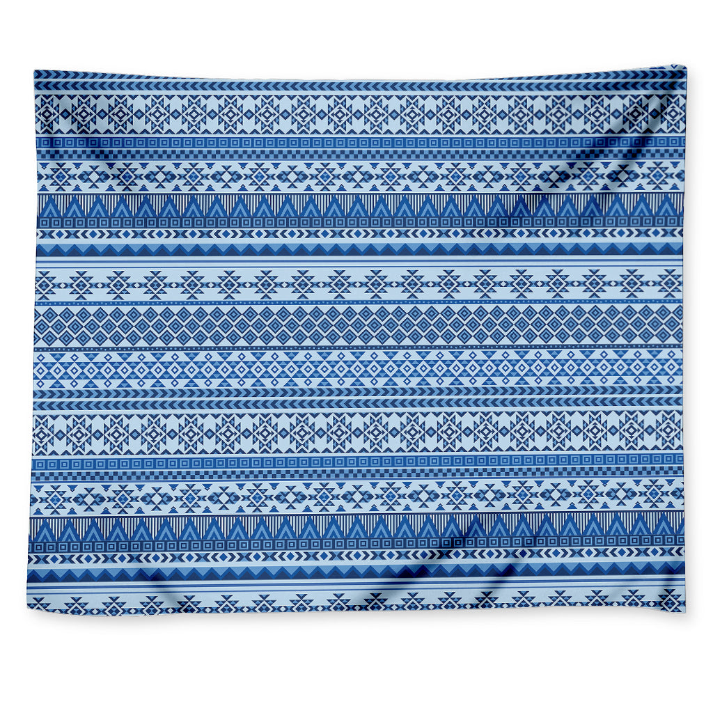 Blue Native American Aztec Pattern Print Tapestry