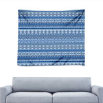Blue Native American Aztec Pattern Print Tapestry