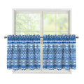 Blue Native American Aztec Pattern Print Tier Curtains