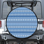 Blue Native American Aztec Pattern Print Tire Cover