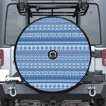 Blue Native American Aztec Pattern Print Tire Cover With Camera Hole