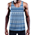 Blue Native American Aztec Pattern Print Men's Workout Tank Top