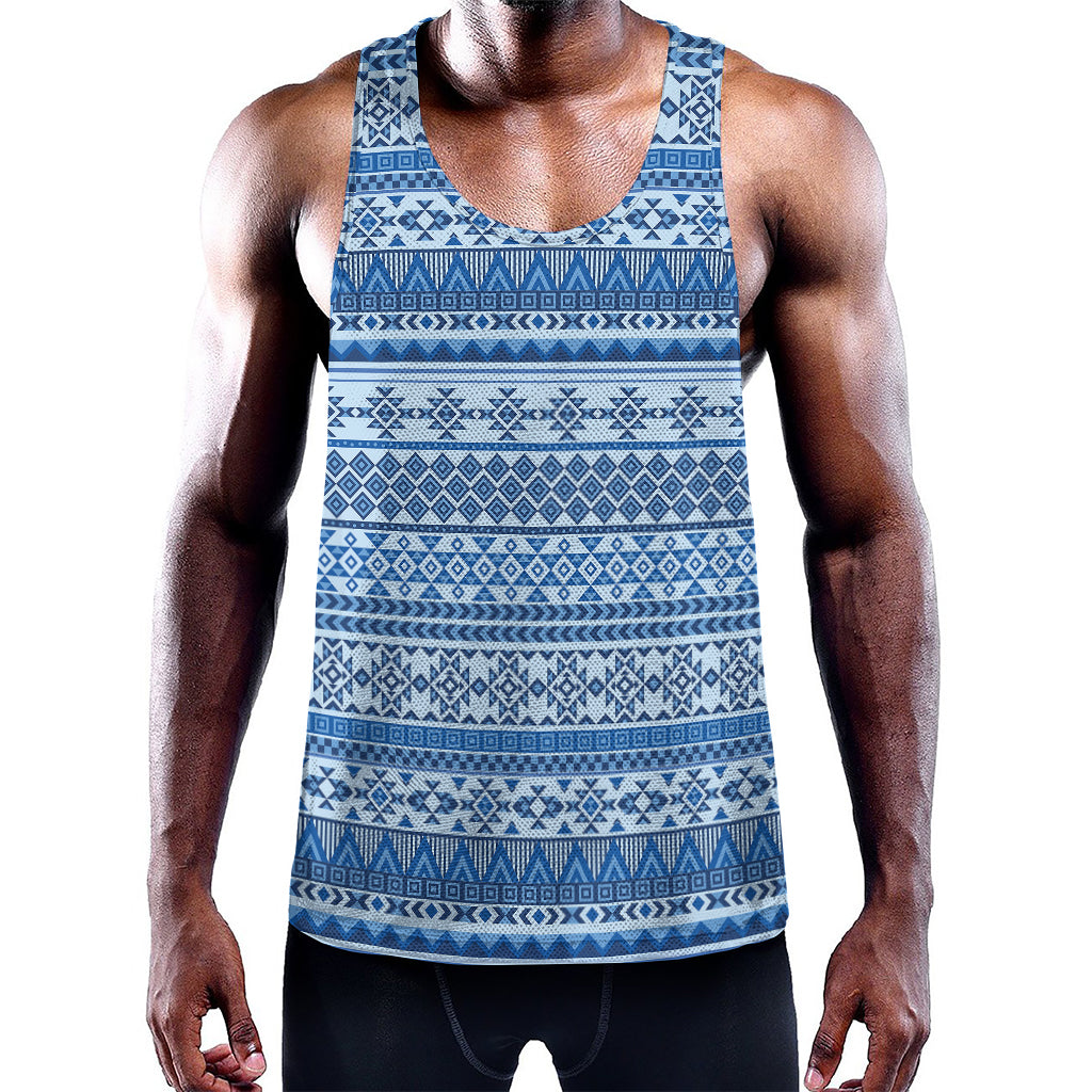 Blue Native American Aztec Pattern Print Training Tank Top