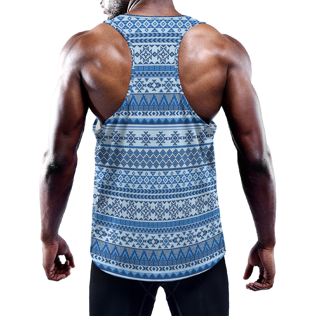 Blue Native American Aztec Pattern Print Training Tank Top