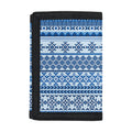 Blue Native American Aztec Pattern Print Trifold Wallet
