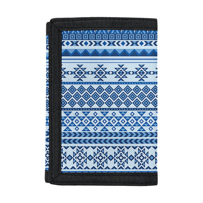 Blue Native American Aztec Pattern Print Trifold Wallet