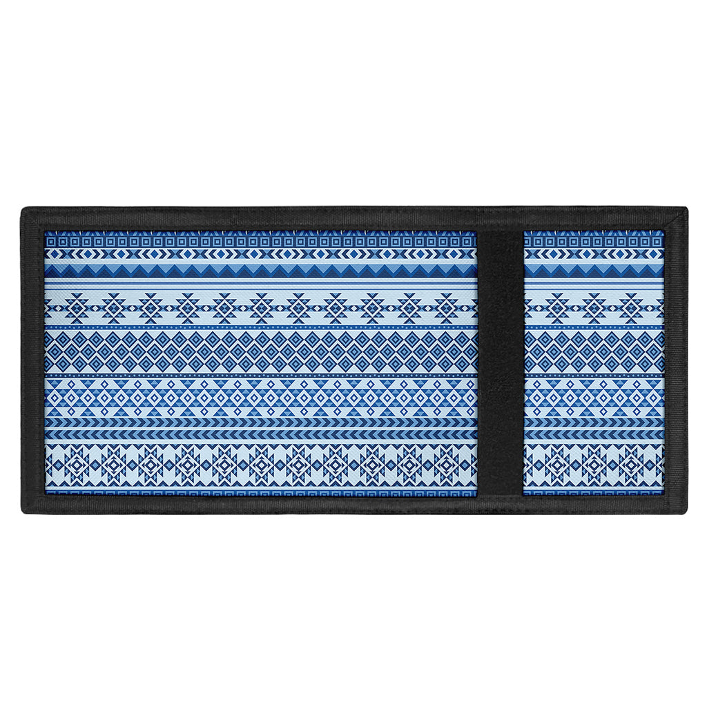Blue Native American Aztec Pattern Print Trifold Wallet