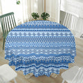 Blue Native American Aztec Pattern Print Waterproof Round Tablecloth