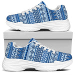 Blue Native American Aztec Pattern Print White Chunky Shoes