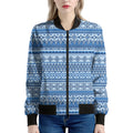 Blue Native American Aztec Pattern Print Women's Bomber Jacket