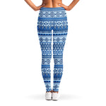 Blue Native American Aztec Pattern Print Women's Leggings