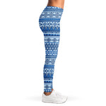 Blue Native American Aztec Pattern Print Women's Leggings