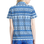 Blue Native American Aztec Pattern Print Women's Polo Shirt