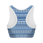 Blue Native American Aztec Pattern Print Women's Sports Bra