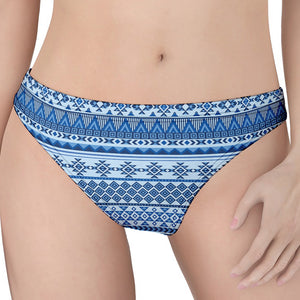 Blue Native American Aztec Pattern Print Women's Thong