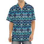 Blue Native Aztec Tribal Pattern Print Aloha Shirt