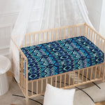 Blue Native Aztec Tribal Pattern Print Baby Crib Sheet
