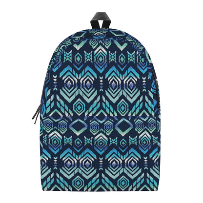 Blue Native Aztec Tribal Pattern Print Backpack