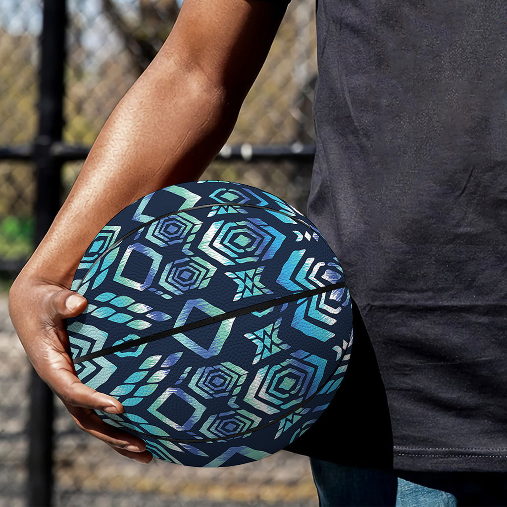 Blue Native Aztec Tribal Pattern Print Basketball