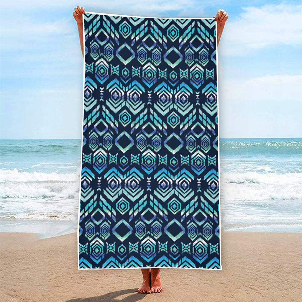 Blue Native Aztec Tribal Pattern Print Beach Towel