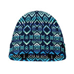 Blue Native Aztec Tribal Pattern Print Beanie
