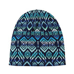 Blue Native Aztec Tribal Pattern Print Beanie