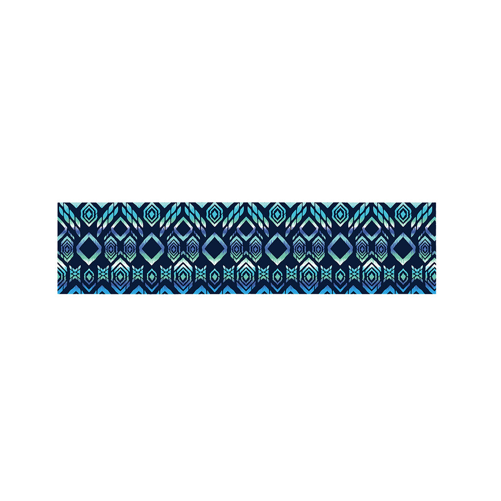 Blue Native Aztec Tribal Pattern Print Bed Runner