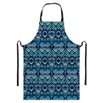 Blue Native Aztec Tribal Pattern Print Bib Apron With Pocket