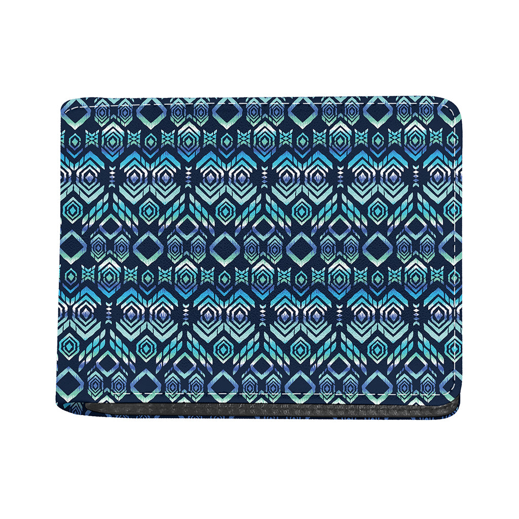 Blue Native Aztec Tribal Pattern Print Bifold Wallet