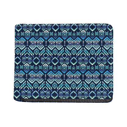Blue Native Aztec Tribal Pattern Print Bifold Wallet