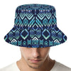 Blue Native Aztec Tribal Pattern Print Bucket Hat