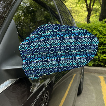 Blue Native Aztec Tribal Pattern Print Car Side Mirror Covers