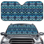 Blue Native Aztec Tribal Pattern Print Car Windshield Sun Shade