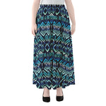 Blue Native Aztec Tribal Pattern Print Chiffon Maxi Skirt