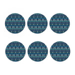 Blue Native Aztec Tribal Pattern Print Coaster Set