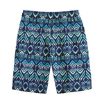 Blue Native Aztec Tribal Pattern Print Cotton Shorts