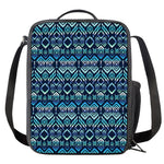 Blue Native Aztec Tribal Pattern Print Crossbody Lunch Bag