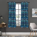 Blue Native Aztec Tribal Pattern Print Grommet Curtain Panels
